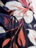 Tropical Leaf Flower Print Hawaii Drawstring Pocket Romper -  