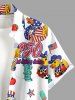 Cute Duck Patriotic American Flag Print Button Pocket Shirt For Men -  