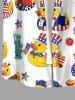 Cute Duck Patriotic American Flag Print Button Pocket Shirt For Men -  