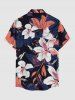 Chemise hawaïenne à imprimé floral et feuilles tropicales, avec boutons et poche, pour homme - CORAL ROSE S