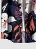 Chemise hawaïenne à imprimé floral et feuilles tropicales, avec boutons et poche, pour homme - CORAL ROSE S