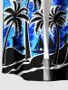 Coconut Tree Sailboat Tie Dye Print Buttons Pocket Hawaii Shirt For Men -  
