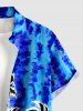 Coconut Tree Sailboat Tie Dye Print Buttons Pocket Hawaii Shirt For Men -  