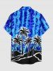 Coconut Tree Sailboat Tie Dye Print Buttons Pocket Hawaii Shirt For Men -  