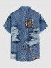Leopard Fraying Style 3D Print Buttons Pocket Hawaii Shirt For Men -  