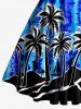 Coconut Tree Sailboat Tie Dye Print Crisscross Straps Bowknot Hawaii Tank Dress -  