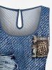 Leopard Fraying Style 3D Print Cinched Hawaii Romper -  