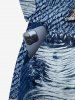 Leopard Fraying Style 3D Print Cinched Hawaii Romper -  