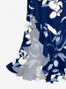 Flowers Leaf Print Hawaii Ruffles Split Surplice Dress -  