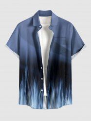 Fire Flame Ombre Print Buttons Pocket Hawaii Shirt For Men -  