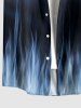 Fire Flame Ombre Print Buttons Pocket Hawaii Shirt For Men -  