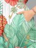 Tropical Leaf Hibiscus Flower Pineapple Print Hawaii Split Pocket A Line Midi Dress -  