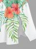 Robe mi-longue trapèze à imprimé tropical feuilles, hibiscus, ananas, avec fente latérale et poches, style Hawaii - Vert Menthe 6X