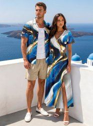 Ocean Currents Print  Matching Hawaii Beach Outfit For Couples -  