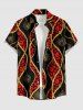 African Printed Matching Couple Outfit Spiral Leopard Rope Hawaiian Set - Rouge 