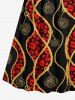 African Printed Matching Couple Outfit Spiral Leopard Rope Hawaiian Set - Rouge 