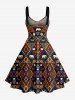 Robe débardeur hawaïenne à imprimé ethnique triangle animal éléphant, avec lacets et œillets - Bleu profond S