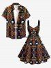 Robe débardeur hawaïenne à imprimé ethnique triangle animal éléphant, avec lacets et œillets - Bleu profond S