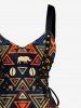 Robe débardeur hawaïenne à imprimé ethnique triangle animal éléphant, avec lacets et œillets - Bleu profond S