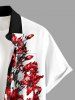 Plus Size Flower Colorblock Print Buttons Pocket Hawaii Shirt For Men -  
