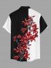 Plus Size Flower Colorblock Print Buttons Pocket Hawaii Shirt For Men -  