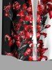 Plus Size Flower Colorblock Print Buttons Pocket Hawaii Shirt For Men -  
