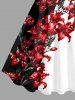 Plus Size Flower Colorblock Print Hawaii Tank Dress -  