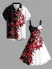 Plus Size Flower Colorblock Print Hawaii Tank Dress -  