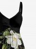 Flower Leaf Print Twist Hawaii Tank Dress -  