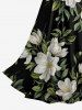 Flower Leaf Print Twist Hawaii Tank Dress -  