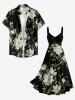 Flower Leaf Print Twist Hawaii Tank Dress -  