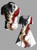 Abstract Splash-Ink Print Hawaii A Line Dress - Blanc M