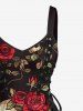 Skulls Flower Leaf Branch Print Hawaii Lace Up A Line Dress -  