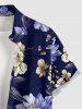 Flower Leaf Print Hawaii Button Pocket Shirt For Men -  