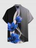 Flower Curve Water Ripple Print Hawaii Button Pocket Shirt For Men -  