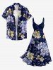 Flower Leaf Print Hawaii Twist A Line Dress -  