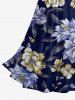 Flower Leaf Print Hawaii Twist A Line Dress -  