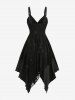 Robe décontractée asymétrique à superposition résille et laçage motif crânes - Noir M