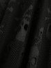 Skulls Fishnet Overlay Lace Up Asymmetric Casual Dress -  