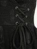 Skulls Fishnet Overlay Lace Up Asymmetric Casual Dress -  