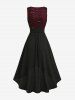 Skulls Fishnet Grommets Buckle Surplice High Low Tank Dress With A Belt -  