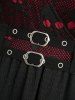 Robe débardeur portefeuille à ourlet dégradé avec motif crânes, résille, œillets, boucle et ceinture - Noir L