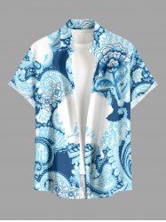 Paisley Flowers Print Buttons Pocket Hawaii Shirt For Men -  