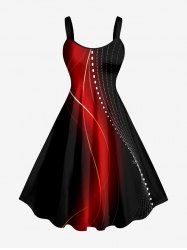 Ombre Colorblock Curve Print Hawaii Tank Dress - Rouge 4X