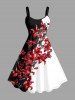 Flower Colorblock Print Matching Hawaii Beach Outfit For Couples - Rouge 