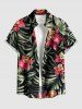 Chemise hawaïenne pour homme à imprimé fleurs et feuilles tropicales, avec poche à bouton - Vert clair 4XL