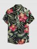 Chemise hawaïenne pour homme à imprimé fleurs et feuilles tropicales, avec poche à bouton - Vert clair 4XL