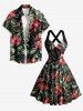 Robe débardeur Hawaii à imprimé fleurs et feuilles tropicales, bretelles croisées et nœud - Vert clair M