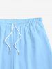 Solid Color Drawstring Hawaii Beach Shorts For Men -  