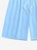 Solid Color Drawstring Hawaii Beach Shorts For Men -  